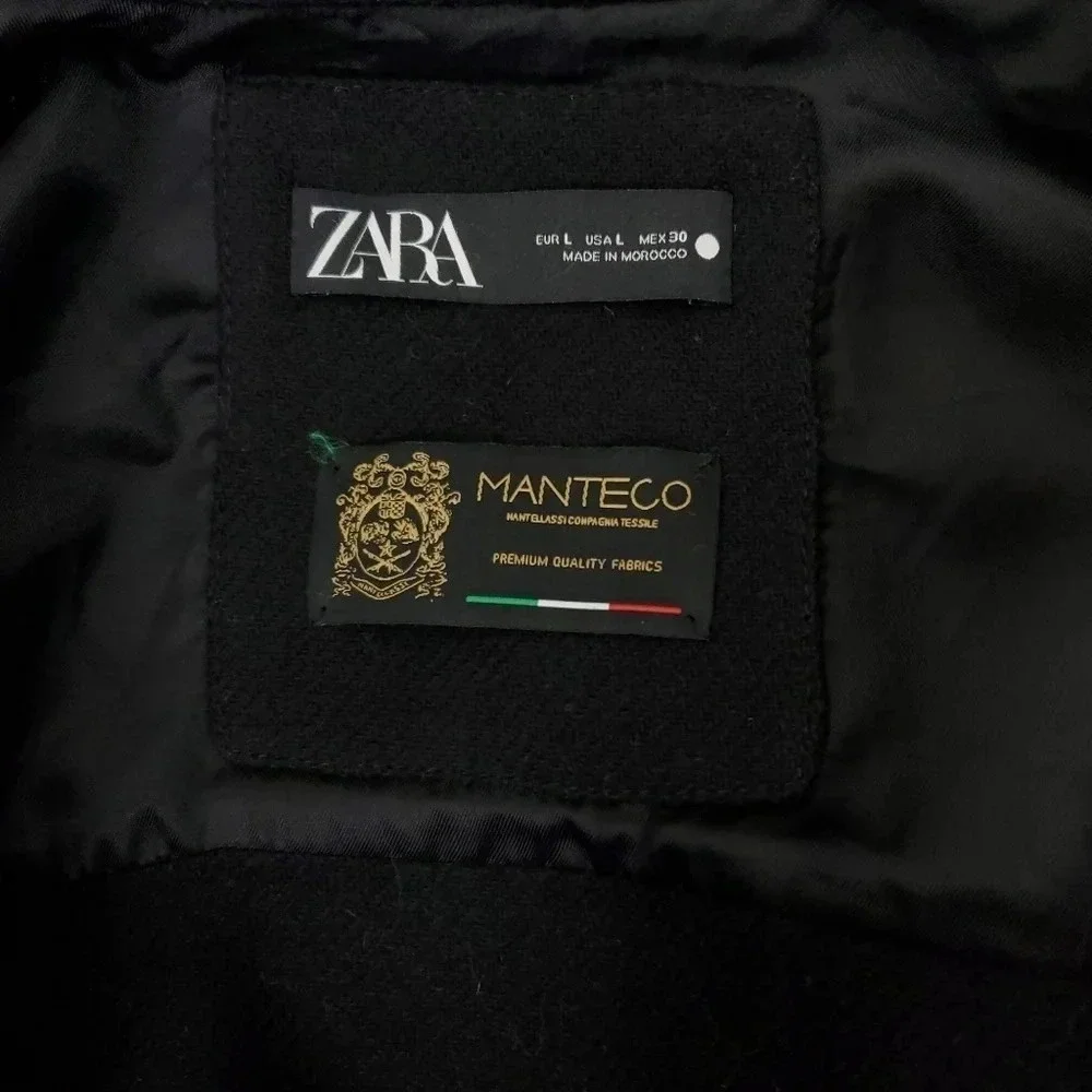 Zara Manteco Wool Black Oversized Shacket Size L